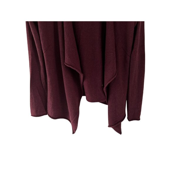 Zadig & Voltaire Wool Cashmere Cardigan Open Front High Low Burgundy Suede Detai - Picture 5 of 7